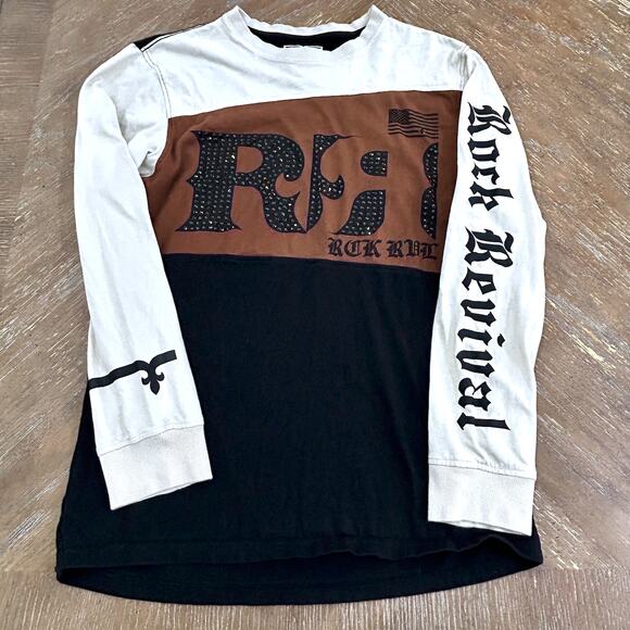 Vintage RARE 2000s Rock Revival Rhodes Studded Retro Long Sleeve T Shirt MED - Picture 2 of 9